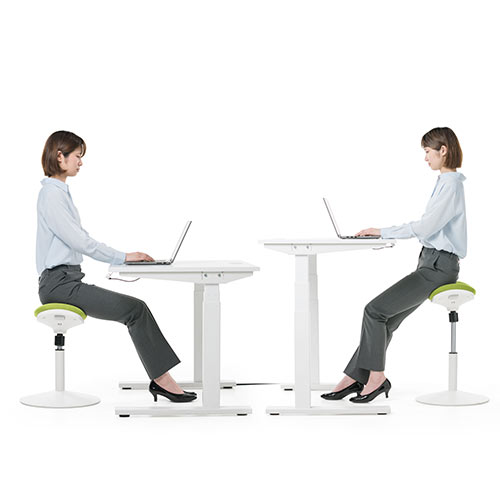 スツール（スタンディング・昇降デスク対応・座面可動・人間工学・ガス圧・高さ調整・グリーン）