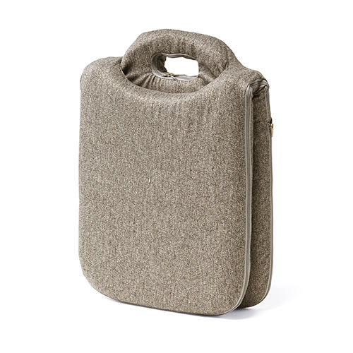 折りたたみ座椅子 ファブリック 14段階リクライニング 持ち運び可能 持ち手付き ベージュ （グレージュ）