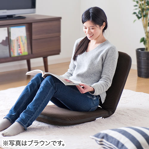 折りたたみ座椅子 ファブリック 14段階リクライニング 持ち運び可能 持ち手付き ベージュ （グレージュ）