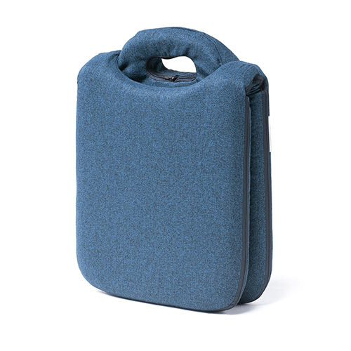 折りたたみ座椅子 ファブリック 14段階リクライニング 持ち運び可能 持ち手付き ブルー