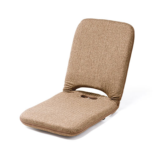 折りたたみ座椅子 ファブリック 14段階リクライニング 持ち運び可能 持ち手付き ライトブラウン