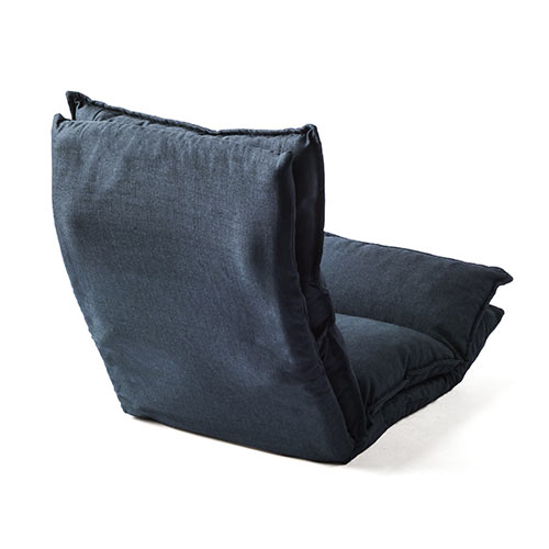 ダブルクッション座椅子(42段階リクライニング・日本製ギア・頭部・脚部14段階調整・ネイビー)