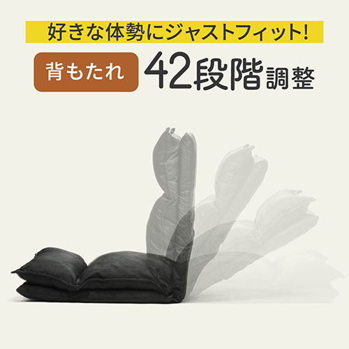 ダブルクッション座椅子(42段階リクライニング・日本製ギア・頭部・脚部14段階調整・ネイビー)
