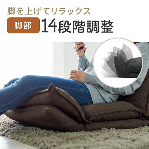 ダブルクッション座椅子(42段階リクライニング・日本製ギア・頭部・脚部14段階調整・ネイビー)