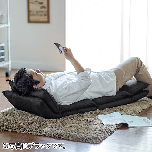 ダブルクッション座椅子(42段階リクライニング・日本製ギア・頭部・脚部14段階調整・ネイビー)