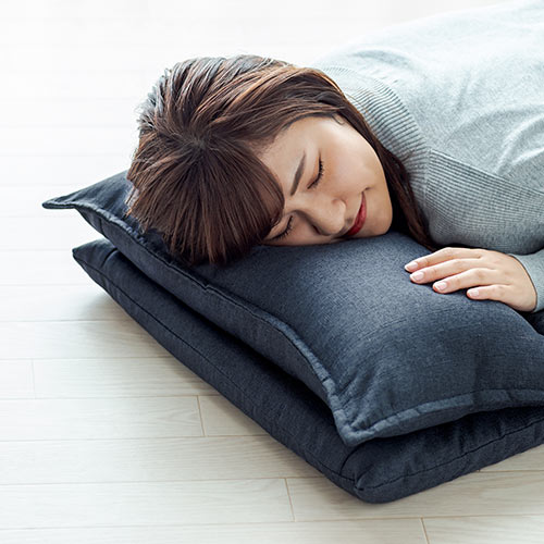 ダブルクッション座椅子(42段階リクライニング・日本製ギア・頭部・脚部14段階調整・ネイビー)