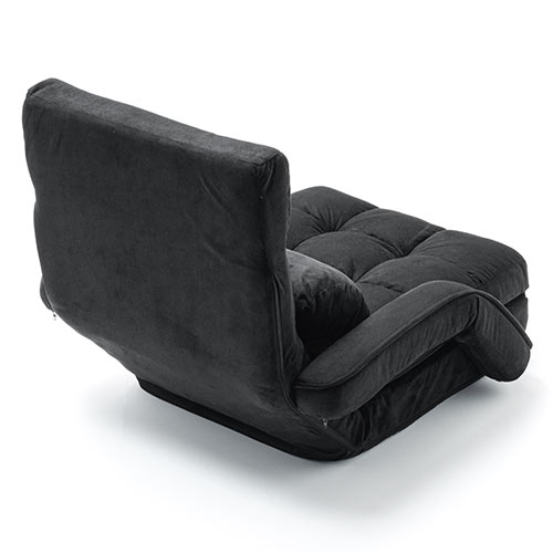 【アウトレット･訳あり・セール】座椅子（14段階リクライニング・ダブルクッション座面・マイクロファイバー・リクライニング連動肘掛け・日本製ギア・ブラック）