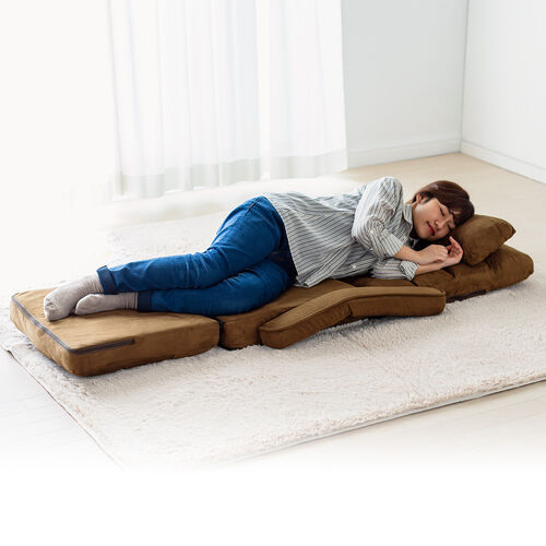 座椅子（14段階リクライニング・ダブルクッション座面・マイクロファイバー・リクライニング連動肘掛け・日本製ギア・ブラウン）