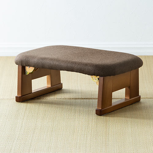 折りたたみ正座椅子（正座補助・法事・しびれ・あぐら・腰痛対策・軽量・クッション付き・折りたたみ木製脚・ブラウン）