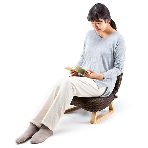 座敷椅子（高座椅子・正座椅子・和室・腰痛対策・背もたれ・脚裏フェルト付き・折りたたみ・コンパクト収納・ブラウン）