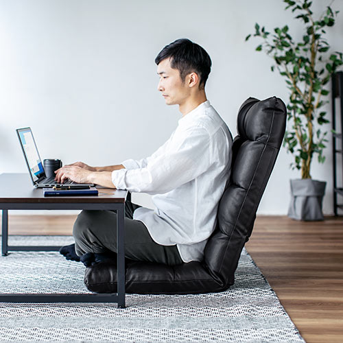 座椅子 本革 コンパクト 幅500mm リクライニング 42段階調整