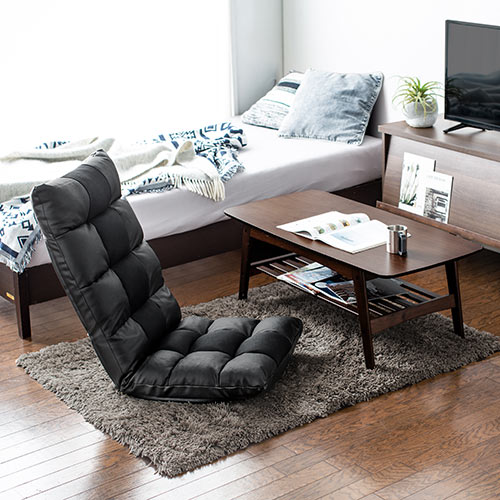 座椅子 本革 コンパクト 幅500mm リクライニング 42段階調整