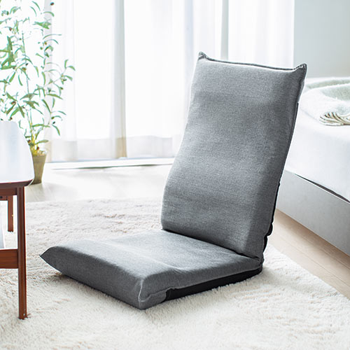 折りたたみ座椅子 コンパクト ハイバック 6段階角度調整 グレー