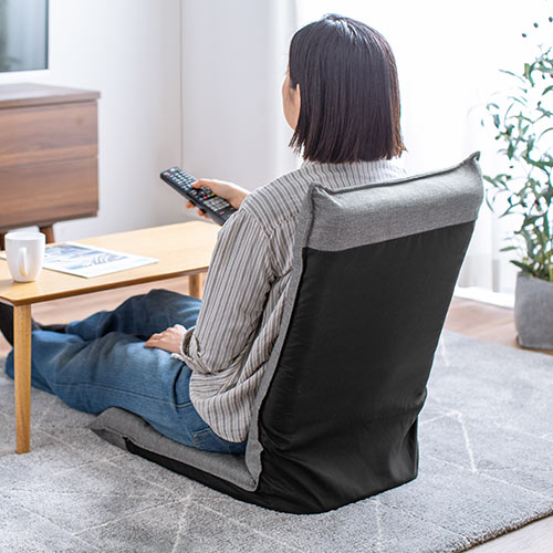 折りたたみ座椅子 コンパクト ハイバック 6段階角度調整 グレー