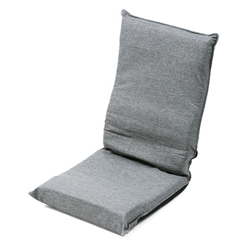 折りたたみ座椅子 コンパクト ハイバック 6段階角度調整 グレー