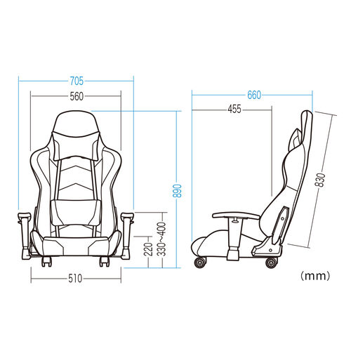 ゲーミング座イス（ゲーミングチェア・キャスター付き・レバー式リクライニング・稼働式アームレスト・ブラック・グレー）SNCF031GY　サンワサプライ