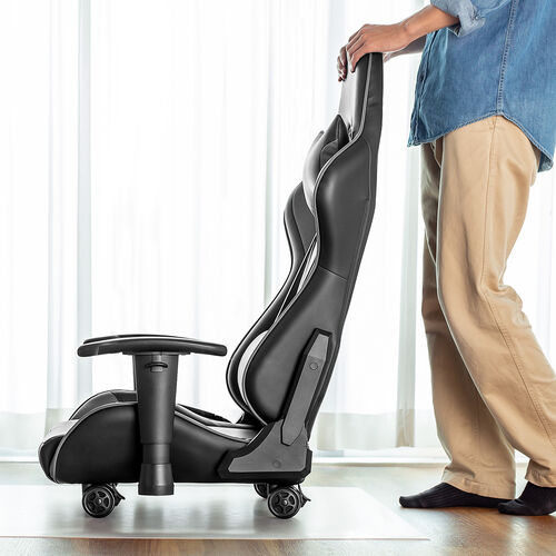 ゲーミング座イス（ゲーミングチェア・キャスター付き・レバー式リクライニング・稼働式アームレスト・ブラック・グレー）SNCF031GY　サンワサプライ