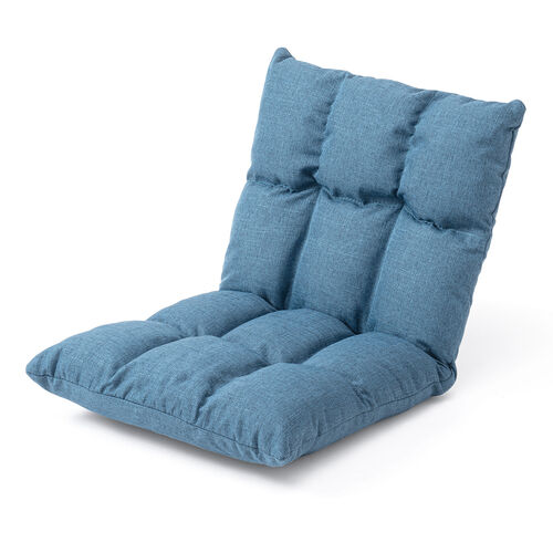 座椅子（コンパクトサイズ・ファブリック・さらふわクッション・6段階リクライニング・ 省スペース・ブルー）