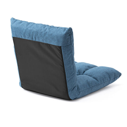座椅子（コンパクトサイズ・ファブリック・さらふわクッション・6段階リクライニング・ 省スペース・ブルー）