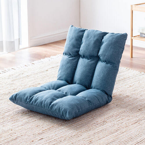 座椅子（コンパクトサイズ・ファブリック・さらふわクッション・6段階リクライニング・ 省スペース・ブルー）