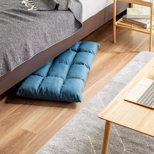 座椅子（コンパクトサイズ・ファブリック・さらふわクッション・6段階リクライニング・ 省スペース・ブルー）