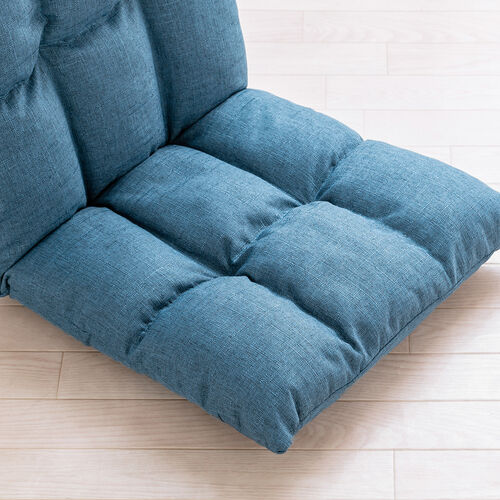 座椅子（コンパクトサイズ・ファブリック・さらふわクッション・6段階リクライニング・ 省スペース・ブルー）