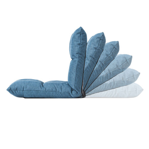 座椅子（コンパクトサイズ・ファブリック・さらふわクッション・6段階リクライニング・ 省スペース・ブルー）