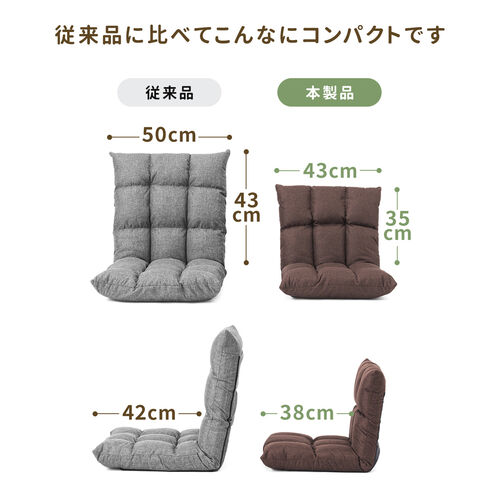 座椅子（コンパクトサイズ・ファブリック・さらふわクッション・6段階リクライニング・ 省スペース・ブルー）