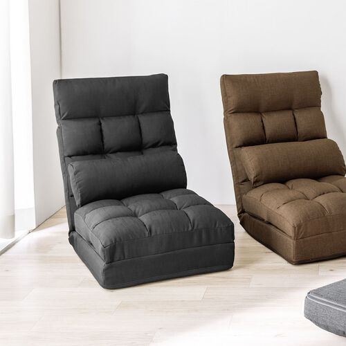 座椅子（座椅子ソファー・ソファー・ソファベッド・一人掛け・シングル・フロアチェア・クッション付き・リクライニング・14段階角度調節・ブラック）SNCF16BK