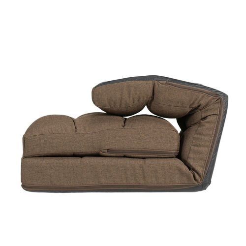 座椅子（座椅子ソファー・ソファー・ソファベッド・一人掛け・シングル・フロアチェア・クッション付き・リクライニング・14段階角度調節・ブラウン）