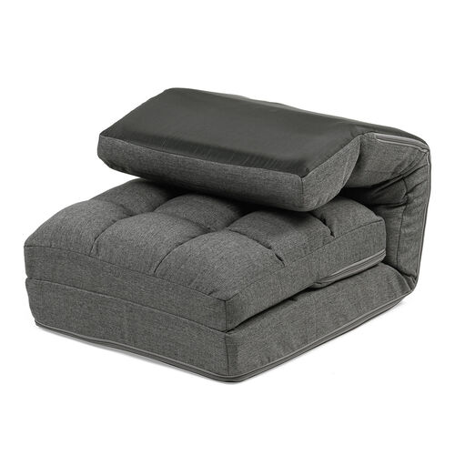 座椅子（座椅子ソファー・ソファー・ソファベッド・一人掛け・シングル・フロアチェア・クッション付き・リクライニング・14段階角度調節・グレー）