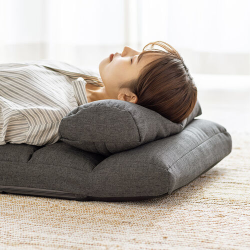 座椅子（座椅子ソファー・ソファー・ソファベッド・一人掛け・シングル・フロアチェア・クッション付き・リクライニング・14段階角度調節・グレー）