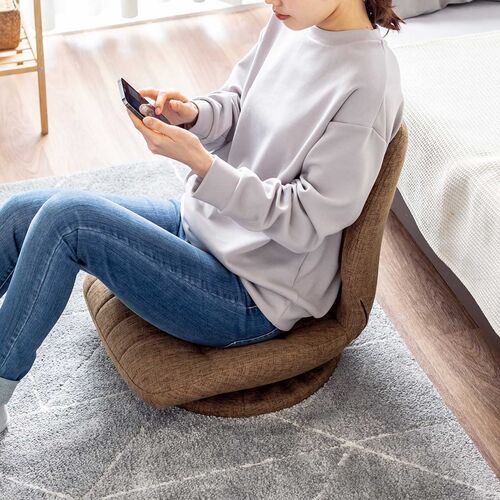 座椅子（回転座椅子・360°回転・コンパクト・シェルデザイン・曲木・アースカラー・ブラウン）