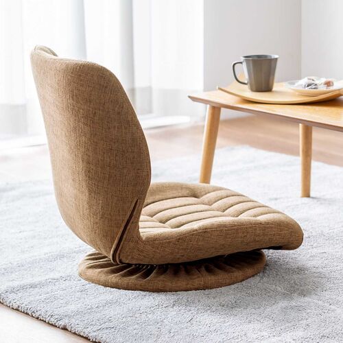 座椅子（回転座椅子・360°回転・コンパクト・シェルデザイン・曲木・アースカラー・ブラウン）