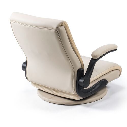 座椅子（回転座椅子・肘跳ね上げ・あぐら座椅子・ポケットコイル・肉厚座面・PUレザー・ベージュ）