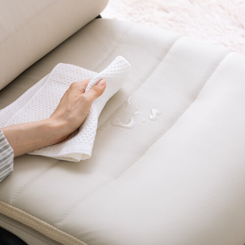 座椅子（回転座椅子・肘跳ね上げ・あぐら座椅子・ポケットコイル・肉厚座面・PUレザー・ベージュ）