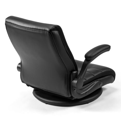 座椅子（回転座椅子・肘跳ね上げ・あぐら座椅子・ポケットコイル・肉厚座面・PUレザー・ブラック）