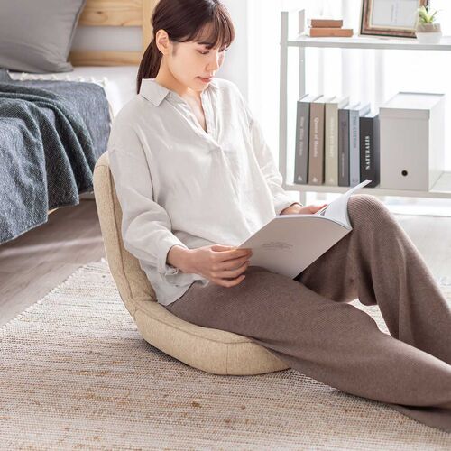 折りたたみ座椅子（6段階角度調節・コンパクト・子ども座椅子・ファブリック・ベージュ）