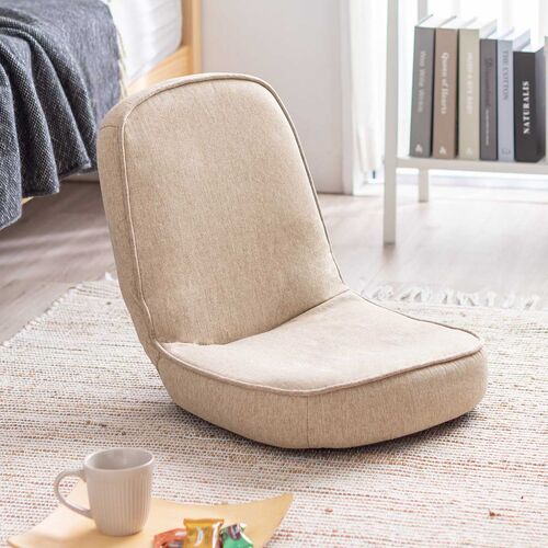 折りたたみ座椅子（6段階角度調節・コンパクト・子ども座椅子・ファブリック・ベージュ）