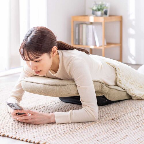 折りたたみ座椅子（6段階角度調節・コンパクト・子ども座椅子・ファブリック・ベージュ）