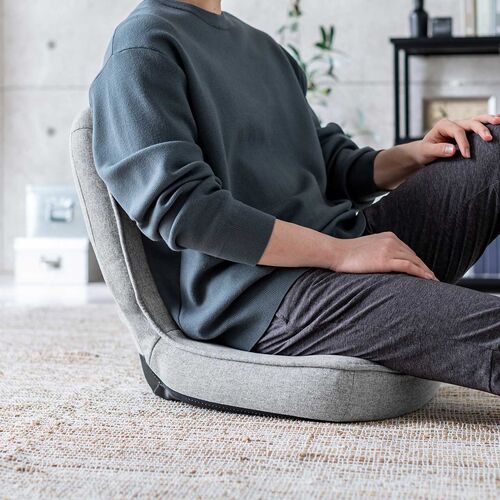 折りたたみ座椅子（6段階角度調節・コンパクト・子ども座椅子・ファブリック・グレージュ）