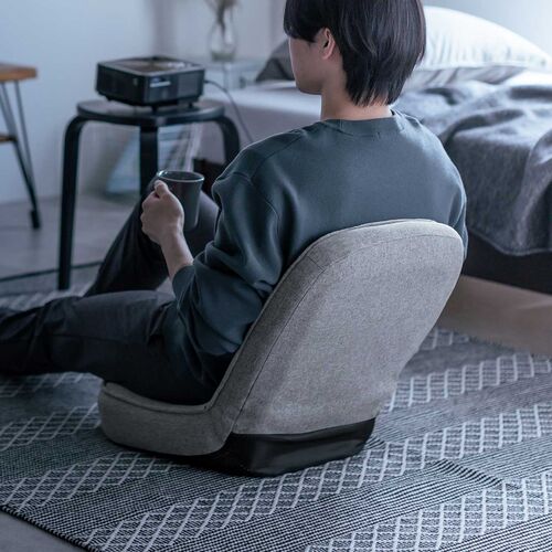 折りたたみ座椅子（6段階角度調節・コンパクト・子ども座椅子・ファブリック・グレージュ）