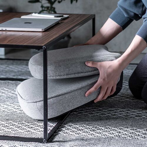 折りたたみ座椅子（6段階角度調節・コンパクト・子ども座椅子・ファブリック・グレージュ）