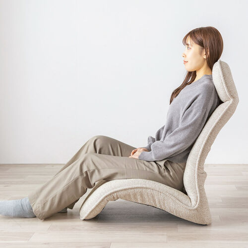 座椅子（多関節リクライニング・ヘッドレスト14段階角度調節・座面14段階角度調節・背もたれ6段階角度調節・ウレタンクッション・KOYO製ギア採用・ベージュ）