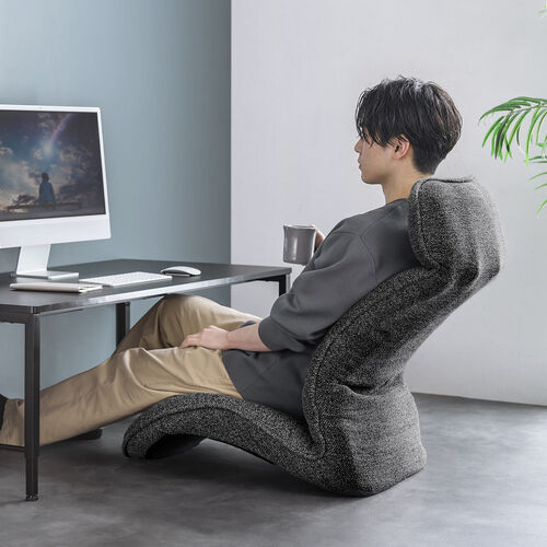 座椅子（多関節リクライニング・ヘッドレスト14段階角度調節・座面14段階角度調節・背もたれ6段階角度調節・ウレタンクッション・KOYO製ギア採用・ブラック）