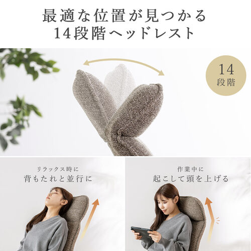 座椅子（多関節リクライニング・ヘッドレスト14段階角度調節・座面14段階角度調節・背もたれ6段階角度調節・ウレタンクッション・KOYO製ギア採用・ブラック）