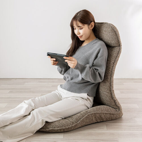 座椅子（多関節リクライニング・ヘッドレスト14段階角度調節・座面14段階角度調節・背もたれ6段階角度調節・ウレタンクッション・KOYO製ギア採用・ブラウン）