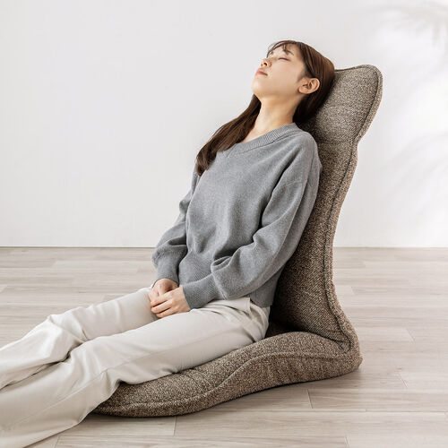 座椅子（多関節リクライニング・ヘッドレスト14段階角度調節・座面14段階角度調節・背もたれ6段階角度調節・ウレタンクッション・KOYO製ギア採用・ブラウン）