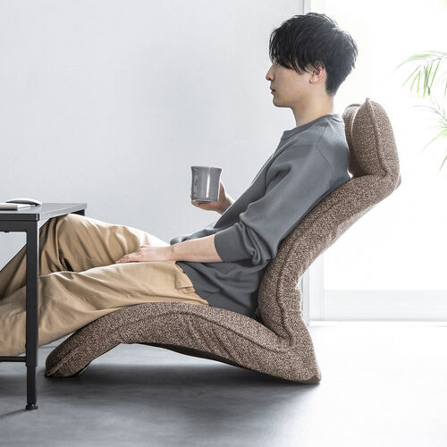 座椅子（多関節リクライニング・ヘッドレスト14段階角度調節・座面14段階角度調節・背もたれ6段階角度調節・ウレタンクッション・KOYO製ギア採用・ブラウン）