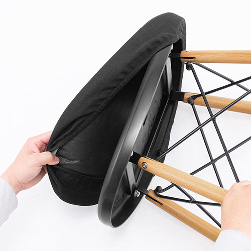 オットマン（足置き台・スツール・一人掛けイス・リラックス・キャスターなし・木目フレーム・W465・ブラック）